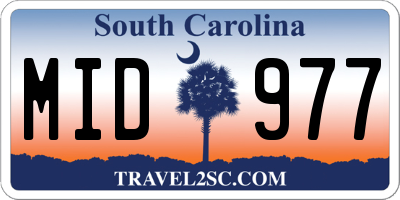 SC license plate MID977