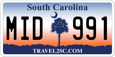 SC license plate MID991