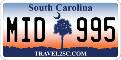 SC license plate MID995