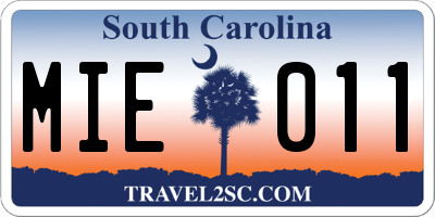 SC license plate MIE011