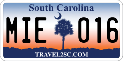 SC license plate MIE016