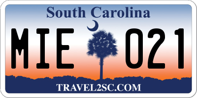 SC license plate MIE021