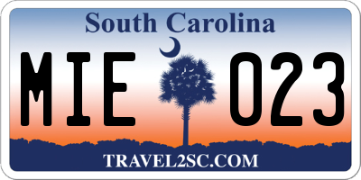 SC license plate MIE023