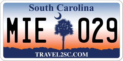 SC license plate MIE029