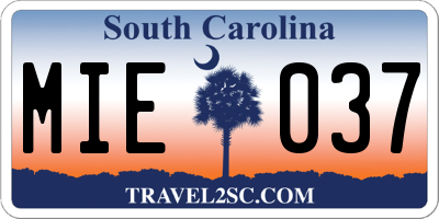 SC license plate MIE037