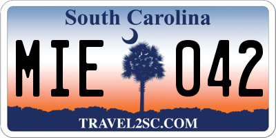 SC license plate MIE042