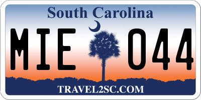 SC license plate MIE044