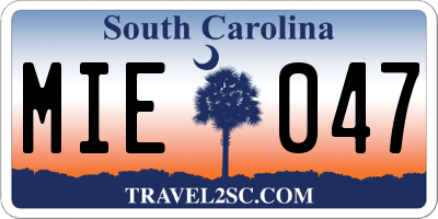 SC license plate MIE047