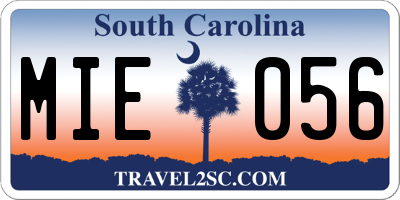 SC license plate MIE056