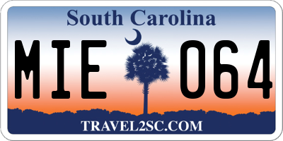 SC license plate MIE064