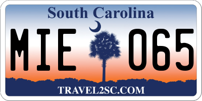 SC license plate MIE065