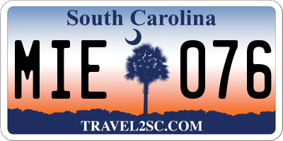 SC license plate MIE076