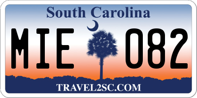 SC license plate MIE082