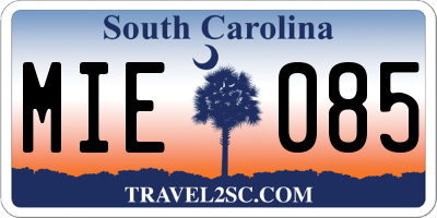 SC license plate MIE085
