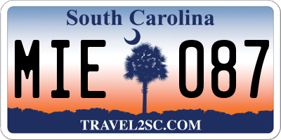 SC license plate MIE087