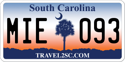 SC license plate MIE093