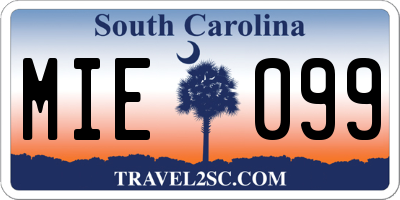 SC license plate MIE099