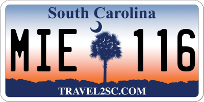 SC license plate MIE116