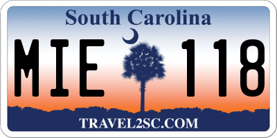 SC license plate MIE118
