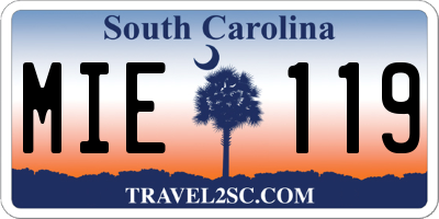 SC license plate MIE119