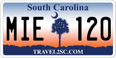 SC license plate MIE120