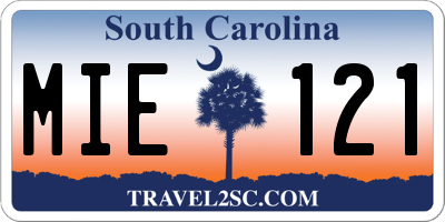 SC license plate MIE121