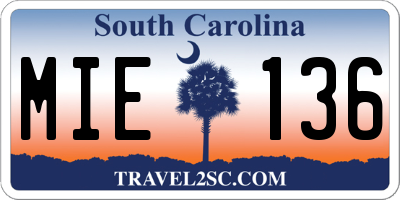 SC license plate MIE136