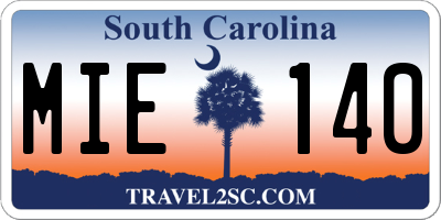 SC license plate MIE140