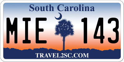 SC license plate MIE143