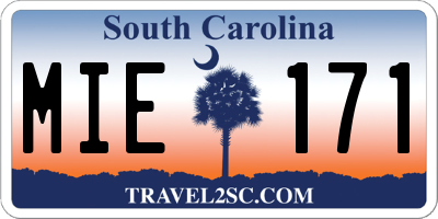 SC license plate MIE171