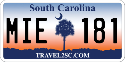 SC license plate MIE181
