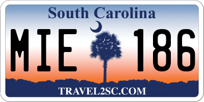 SC license plate MIE186