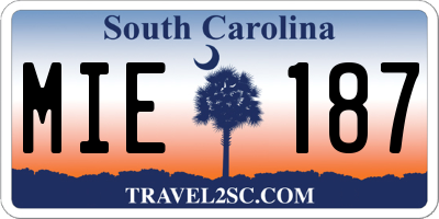 SC license plate MIE187