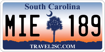 SC license plate MIE189