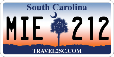 SC license plate MIE212