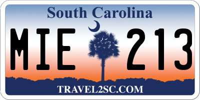 SC license plate MIE213