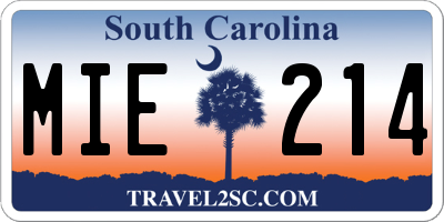SC license plate MIE214
