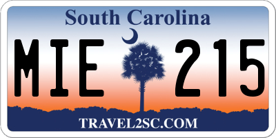 SC license plate MIE215