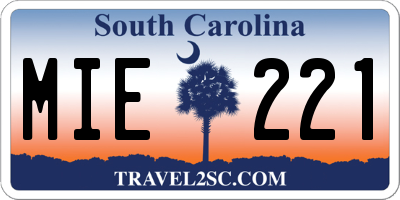 SC license plate MIE221
