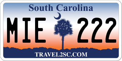SC license plate MIE222