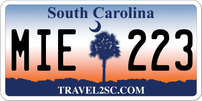 SC license plate MIE223
