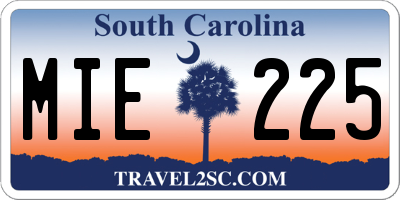 SC license plate MIE225