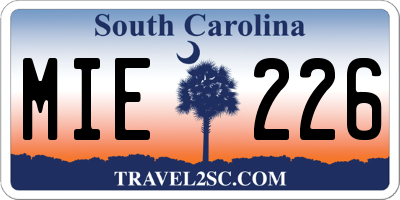 SC license plate MIE226