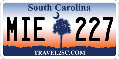 SC license plate MIE227