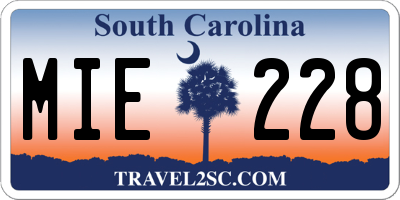 SC license plate MIE228