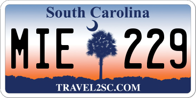 SC license plate MIE229