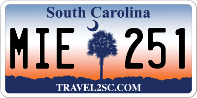 SC license plate MIE251