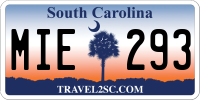 SC license plate MIE293