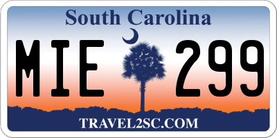 SC license plate MIE299