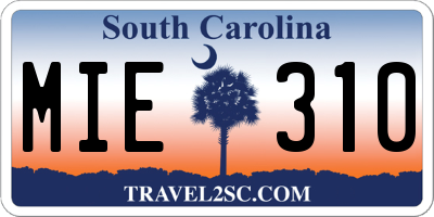 SC license plate MIE310